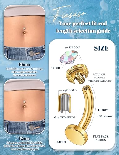Floating Titanium Belly Button Rings Hypoallergenic G23 Titanium Internally Threaded Belly Ring 14G Belly Piercings for Women Navel Piercings Jewelry - color: gold ab cz
