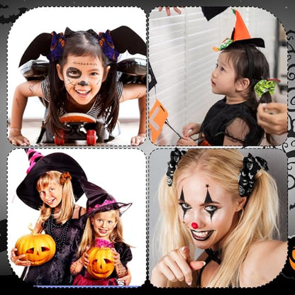 80 Pcs Halloween Satin Hair Scrunchies Pumpkin Skull Black Cat Silk Hair Ties Elastic Bands Ropes Ponytail Holders Ties Halloween Accessories for Women Party Favors - style: Pumpkin