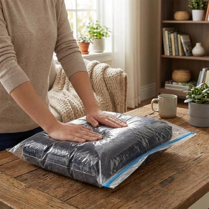 3 Pcs Travel Vacuum Compression Bags, Reusable Clothing Luggage Storage Bags, Essential Travel Items That Can Save Space - color: Transparent, size: 16x20 inch