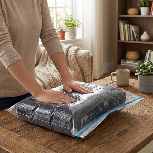 3 Pcs Travel Vacuum Compression Bags, Reusable Clothing Luggage Storage Bags, Essential Travel Items That Can Save Space - color: Transparent, size: 16x20 inch