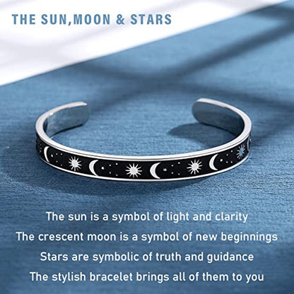 SAM & LORI Personal Bracelets for Teens/Women-Inspirational Jewelry Gifts (Various Designs) for Daughter/Sister/Mom/Friends-Adjustable Bracelet in a Pretty Gift Box - style: Sun Moon- A wise woman...