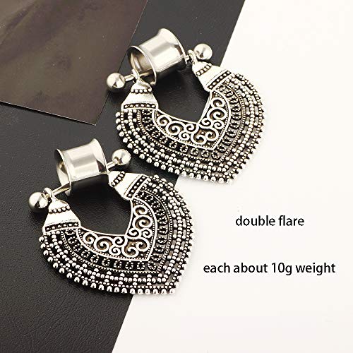 5 Pairs Surgical Steel Ear Tunnels Dangle Gauges For Women Rose Gold Hoop Double Flare Plugs Stretcher - style: 16mm=5/8''