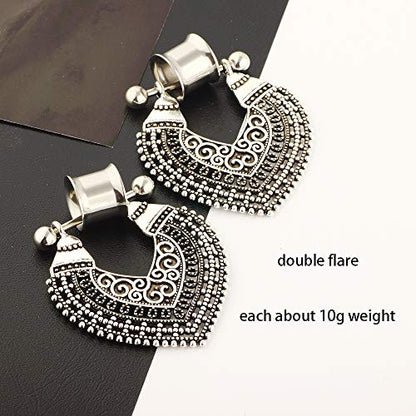 5 Pairs Surgical Steel Ear Tunnels Dangle Gauges For Women Rose Gold Hoop Double Flare Plugs Stretcher - style: 16mm=5/8''