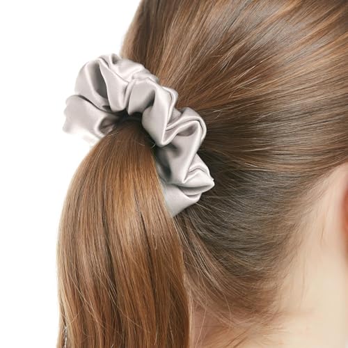 LilySilk Brand 100% Mulberry Silk Hair Scrunchie, Bright Coffee, No Damage, Elastic Silk Ponytail Holder, 1 Count, Suitable for All Hair Styles and Lengths - color: Bright Coffee