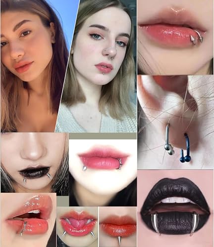 36Pcs 16G Stainless Steel Lip Rings for Women Men Snake Bite Piercing Labret Jewelry Monroe Barbell Spike Nose Stud