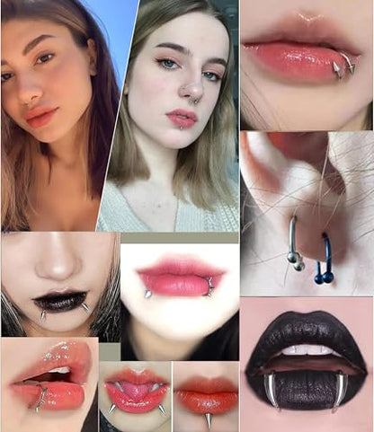 36Pcs 16G Stainless Steel Lip Rings for Women Men Snake Bite Piercing Labret Jewelry Monroe Barbell Spike Nose Stud