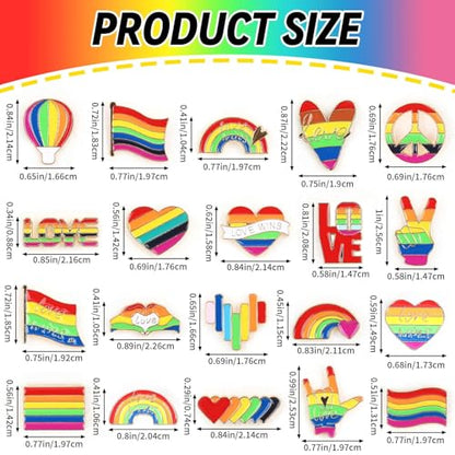 SANNIX 60Pcs Pride Pins, Rainbow Pins Bulk Enamel LGBTQ Lapel Pin Gay Pride Heart Flag Brooch Pin for Clothes Bags Hats Accessories, 20 Styles - style: Pride Pins