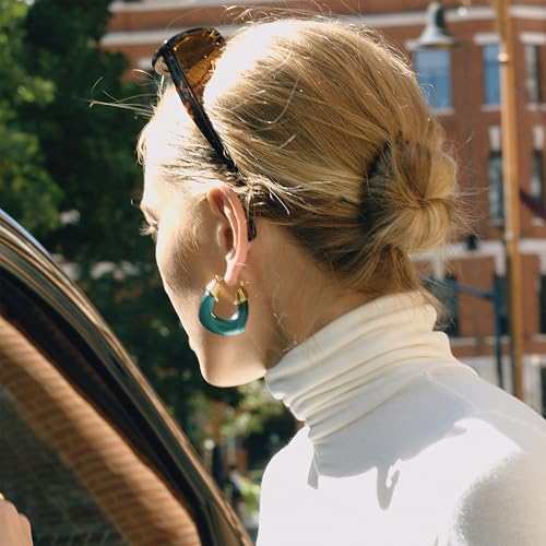 Chunky Hoop Earrings for Women, Lightweight Statement Daily Wear Gifts - color: green