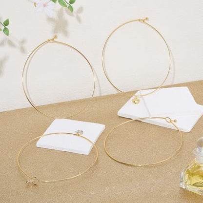 UNICRAFTALE Wire Wrap Collar Necklaces for Women 304 Stainless Steel Choker Necklaces Open Choker Necklace Metal Plain Chocker Collar Necklace for DIY Jewelry Making - color: Golden