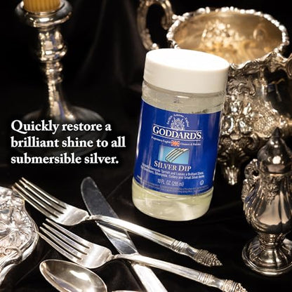 Goddard's Silver Cleaner Dip, Instant Tarnish Remover, Silver Polish, 1 Gal | Instantly Removes Tarnish with No Scrubbing, Ideal for Silverware, Sterling Silver Jewelry & Intricate Filigree - size: 1 Gallon