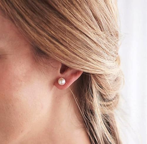 Women's Stainless Steel Faux Pearl Stud Earrings Set - 5 Pairs, 3-7mm - color: White 1