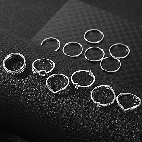 HUJUON 27-34PCS Knuckle Rings Set for Women Stackable Finger Ring Sets Vintage Joint Midi Rings Gold/Silver Star Moon Stacking Rings for Women - style: 34PCS