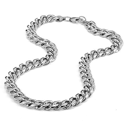Urban Jewelry Mens 316L Stainless Steel Chain Necklace Bold Chain Style | Chain Necklace 316L Stainless Steel Rust Resistant Finish Modern Necklace Design Bold Chain Style Polished Chain Finish