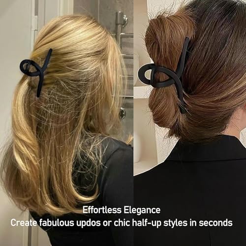 11CM Hair Claw Clips Large No Slip Big Matte Jaw Clip for Thin Fine and Medium Thick Hair Women and Girls, 4 Pack(Black)