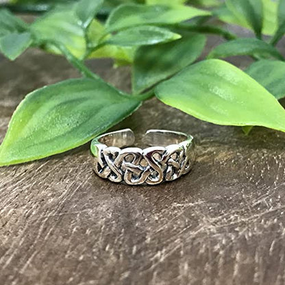 Gem Avenue 925 Sterling Silver Toe Rings Collections – Beach, Celtic, Heart, Dolphin, Flower & More Designs for Women – Elegant Adjustable Summer Jewelry - style: Style 9