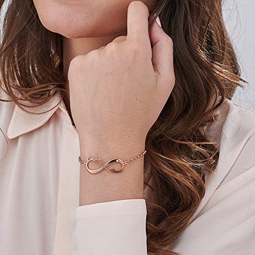 Personalized Infinity Bracelet - Choose Your Style - Sterling Silver, Solid Gold or Plated - Rolo Chain - color: 18K Rose Gold Plated Silver, size: 2 Names Bracelet with Diamond