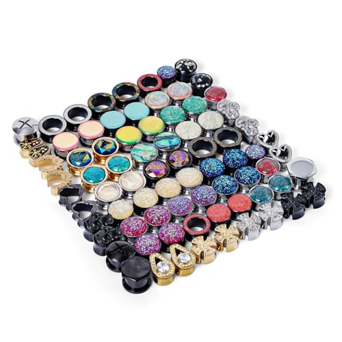 TBOSEN 10 Pairs Stainless Steel | Wood Random Colors Ear Gauges Tunnels Plugs Body Piercing Lucky Bag 2g-1 inch - color: Metal B, size: 25 mm