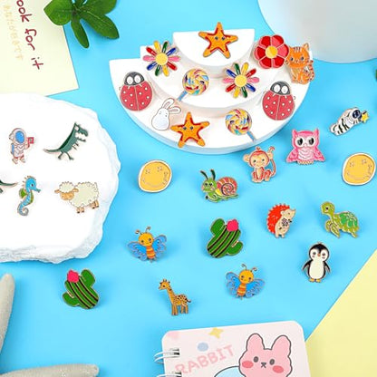 SANNIX 60Pcs Enamel Pins Bulk Set, 30 Styles Cute Cartoon Brooch Pins for Backpacks, Clothes, Bags, Hats - Funny Lapel Pins Button Badges Accessories - style: Mixed Pin