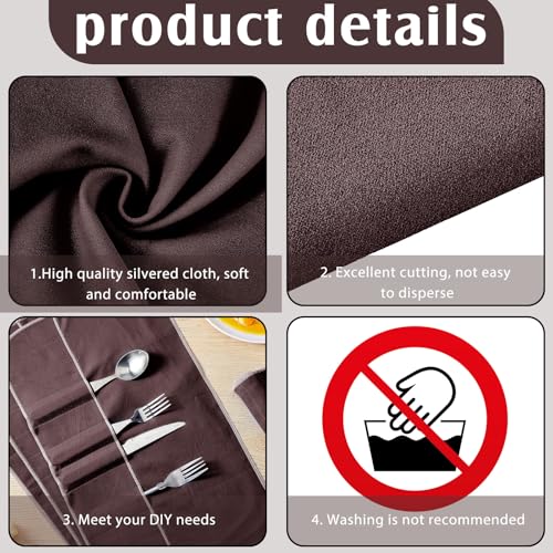 Jecery 1.1 Yard Anti Tarnish Silver Cloth by the Yard, Luxury Jewelry Silver Polishing Storage Protect Cloths for Silverware Flatware Silversmith Polishing (Brown) - color: Brown
