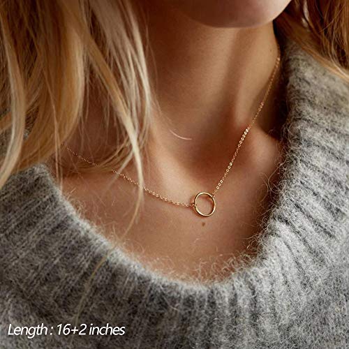 Turandoss Dainty Layered Choker Necklace, Handmade Y Pendant Necklace Multilayer Bar Disc Necklace Adjustable Layering Choker Necklaces for Women - style: 3PCS - Circle&Bar&Disc