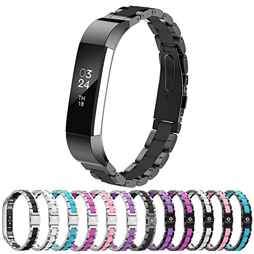 Compatible with Alta Bands Metal, Special Edition Replacement for Alta HR Stainless Steel Bands Adjustable Accessory Wristband Small Large for Alta Bracelet Women Men - color: A6-Black-Black