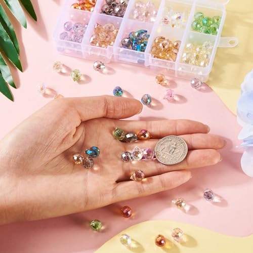 130Pcs Faceted Teardrop Glass Beads Electroplate Top Drilled Drop Spacer Beads Colorful Crystal Waterdrop Dangle Charms Chandelier Pendants for DIY Earring Bracelet Necklace Jewelry Making - color: Mixed Color-B