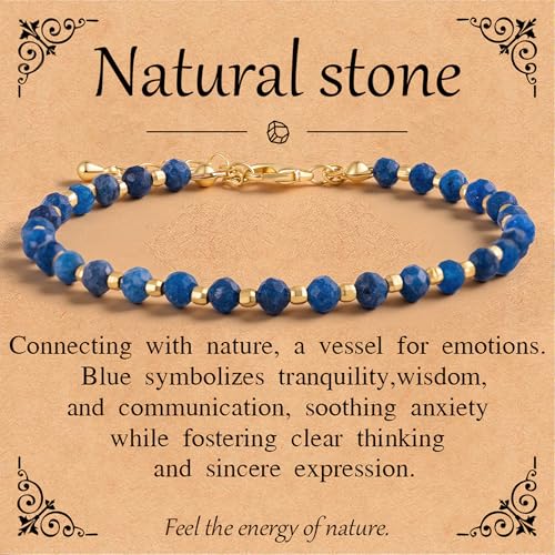 Inspirational Gifts Healing Natural Stone Bracelets for Women Anxiety Stress Relief Bracelet Handmade Jewelry for Friends Sister, Christmas Stocking Stuffers Thanksgiving Basket - color: Blue-Calmness