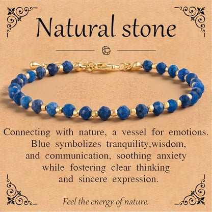 Inspirational Gifts Healing Natural Stone Bracelets for Women Anxiety Stress Relief Bracelet Handmade Jewelry for Friends Sister, Christmas Stocking Stuffers Thanksgiving Basket - color: Blue-Calmness