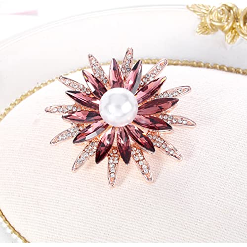 seven wolves Women Crystal Bouquet Brooch Pin All-Match Accessories Rhinestone Brooches and Pins - color: Champagne D