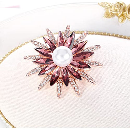 seven wolves Women Crystal Bouquet Brooch Pin All-Match Accessories Rhinestone Brooches and Pins - color: Champagne D
