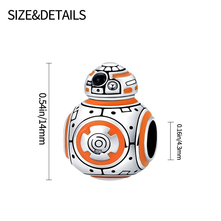 LIGHTDOG 925 Sterling Silve Charms fits Pandora Bracelets Necklace,5A Zircon Dangle Pendant Bead,Mother's Day Gift Jewelry Beads for Women - style: BB8 Charm