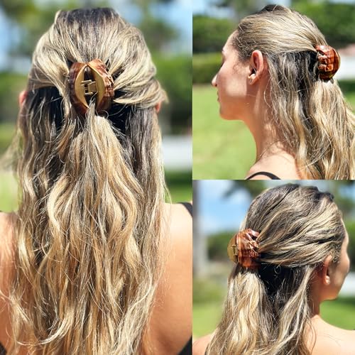 Camila Paris CP3626 French Octopus Hair Clip, 2.5" Small Claw Clips for Thick Hair, Girl Octopus Claw Clip for Women, Strong No-Slip Grip, Wide Jaw Clips for Women, Made in France - color: Brown 2.5"