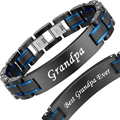 Holizaly Men's Stainless Steel Two Tone Square Link Bracelet, Black and Blue Ion Plated Black - color: blue black2