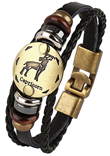 Punk Alloy Leather Bracelet for Constellation Braided Rope Bracelet Bangle - style: Capricorne
