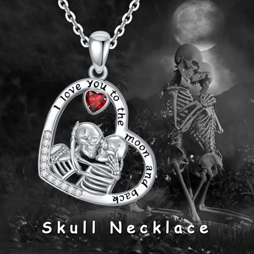 Sterling Silver Halloween Necklace Gothic Jewelry Gifts for Women Men - style: Skeleton