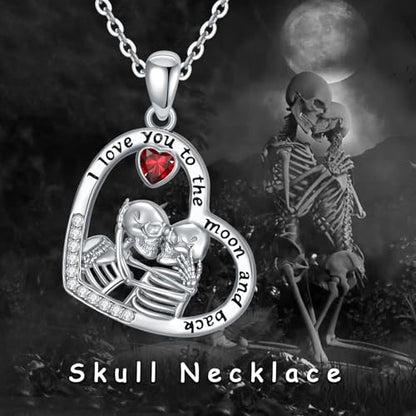 Sterling Silver Halloween Necklace Gothic Jewelry Gifts for Women Men - style: Skeleton