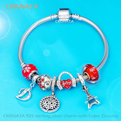 26 Letter Pendant Charms, Polished 925 Sterling Silver Complete Initial A-Z Dangling CZ Stone Alphabet Beads, fits European Bracelet Necklace, Gift for Mother/Father/Daughter/Son/Sister/Aunt - color: Letter D CZ Pendant Charm