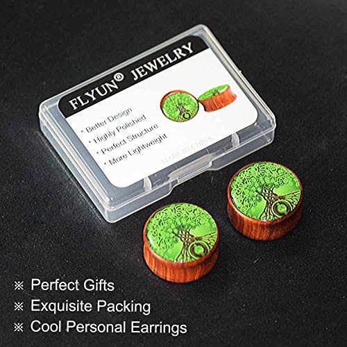 2PCS Wood Gauges For Ears Ear Plug Tunnel Stretcher Expander 8-25mm 0G-1'' Tree of Life Piercings Jewelry - style: 3/4" (20mm)