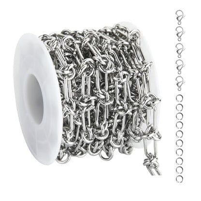 UMAOKANG Stainless Steel Chain for Jewelry Making Buckles Link Chains | 2 Meters Paperclip Chain on Spool Jewelry Making Chains DIY Supplies Findings - color: Knot (Steel)