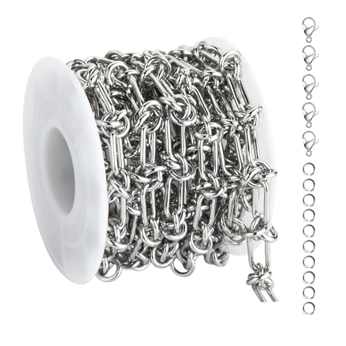 UMAOKANG Stainless Steel Chain for Jewelry Making Buckles Link Chains | 2 Meters Paperclip Chain on Spool Jewelry Making Chains DIY Supplies Findings - color: Knot (Steel)