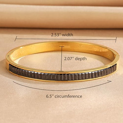Gold Rhinestone Bangles Bracelets for Women, Chunky Crystal Stainless Steel Stackable Cuff Bracelet Prom Fashion Jewelry Gift - color: Black