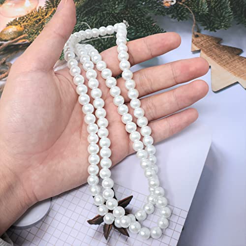 Honbay 6PCS Faux Pearl Necklaces Glass Round Pearl Choker Necklaces Fashion Jewelry for Weddings Parties or Daily Use (8mm)