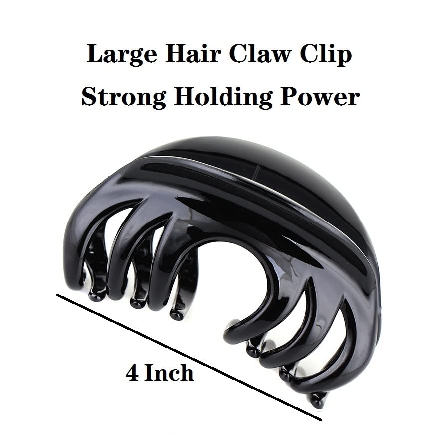 4" Large Hair Claw Clip-Acrylic Strong Holding Power Hair Clips Hairgrip for Women and Girls Hair Barrettes for For Thick Hair(C-Black) - color: C-Black