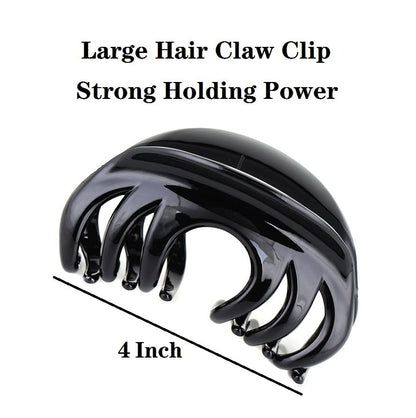 4" Large Hair Claw Clip-Acrylic Strong Holding Power Hair Clips Hairgrip for Women and Girls Hair Barrettes for For Thick Hair(C-Black) - color: C-Black