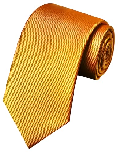 GUSLESON 3.15"（8cm） Solid Color Necktie and Pocket Square Cufflinks Sets For Men + Gift Box - color: Dark Gold