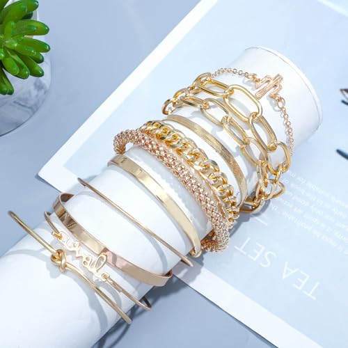 NEWITIN 69 Pieces Gold Jewelry Set for Women Fashion Costume Jewelry Gold Plated Necklace Bracelet Earrings Set for Women - color: Gold Jewelry Set C
