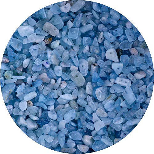 Natural Chip Stone Beads 5-8mm About 400 Pieces Irregular Gemstones Healing Crystal Loose Rocks Bead Hole Drilled DIY for Bracelet Jewelry Making Crafting (5-8mm, Aquamarine) - color: Aquamarine