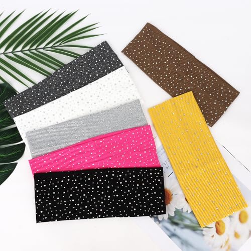 7 Pcs Rhinestone Wide Headbands for Women Non Slip, Elastic Head Wraps for Adult Daily Outfits, Casual Looks & Gatherings