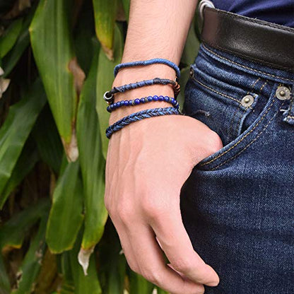 Wakami Charm Bracelet Stack Beaded Stackable Bracelets for Women - color: Blue | 7.5IN