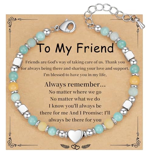 Best Friend Bracelet Gifts for Women Sister Bestie, Christmas Gift for Teens Mom Daughter Granddaughter Birthday Gift for Her Stocking Stuffers - color: Amazonite-Friend